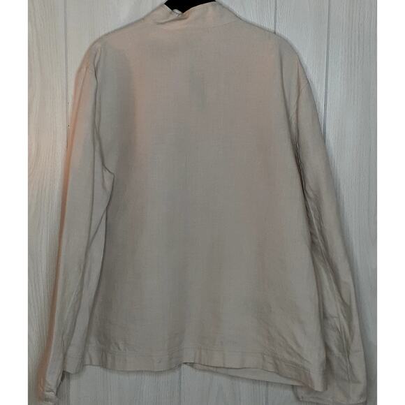 Ladies Giorgio Armani 100% Linen Jacket Pockets Snaps Mandarin Collar IT 46 XL - Picture 2 of 8